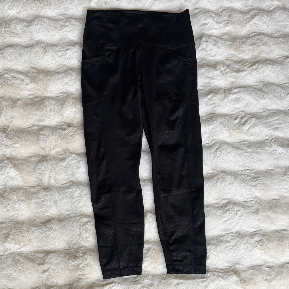 90 Degree By Reflex Midnight Black Leopard Print Leggings
